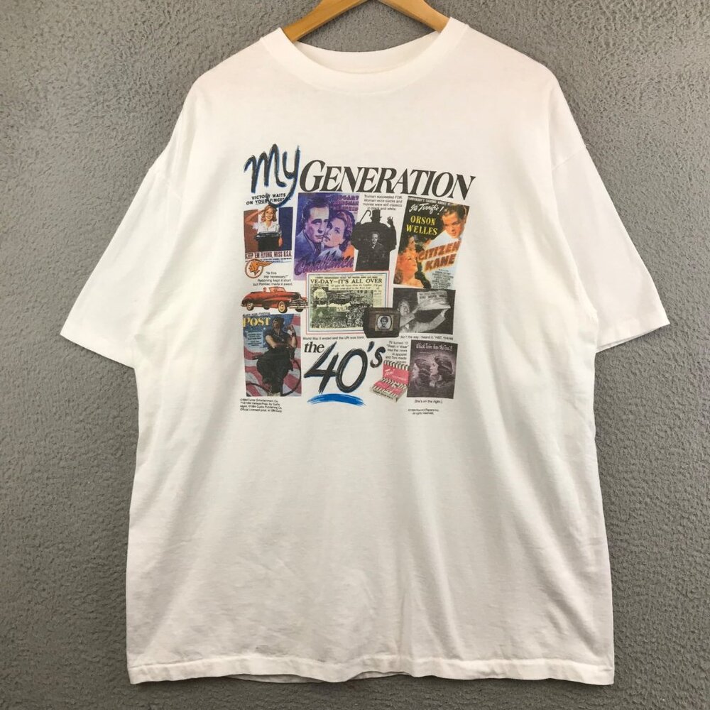 Vintage 90s Peacock Papers My Generation 40s graphic t shirt XL
